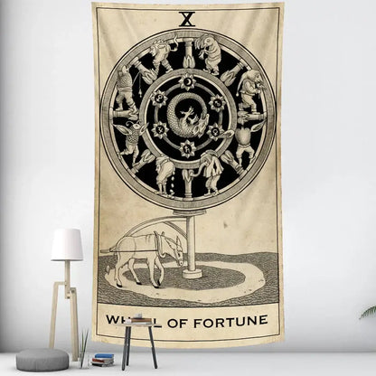 Vintage wheel of fortune tarot witchcraft tapestry bedroom wall decor