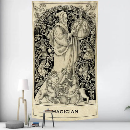 Vintage wheel of fortune tarot witchcraft tapestry bedroom wall decor