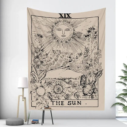 Vintage wheel of fortune tarot witchcraft tapestry bedroom wall decor