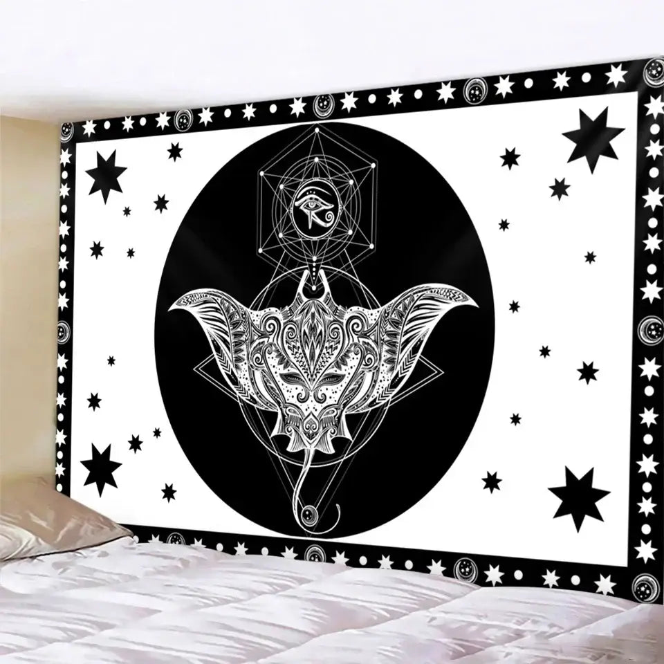 Vintage wheel of fortune tarot witchcraft tapestry bedroom wall decor