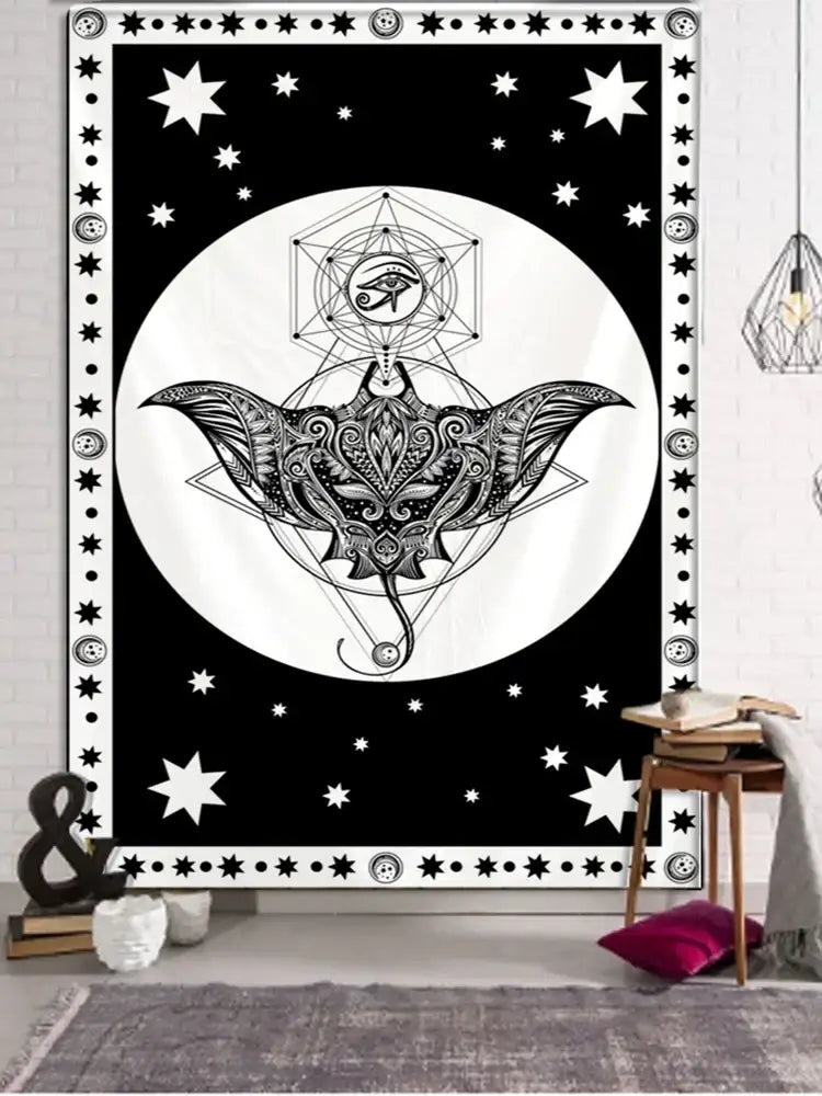 Vintage wheel of fortune tarot witchcraft tapestry bedroom wall decor