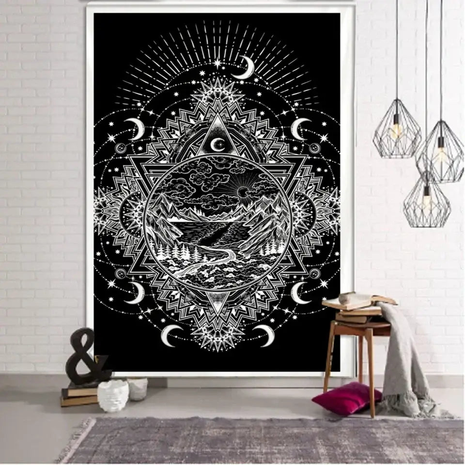Vintage wheel of fortune tarot witchcraft tapestry bedroom wall decor