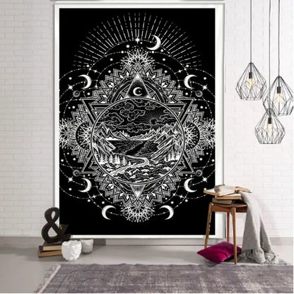 Vintage wheel of fortune tarot witchcraft tapestry bedroom wall decor
