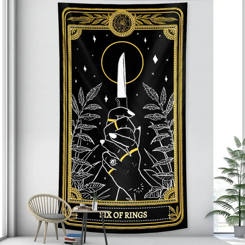 Vintage wheel of fortune tarot witchcraft tapestry bedroom wall decor