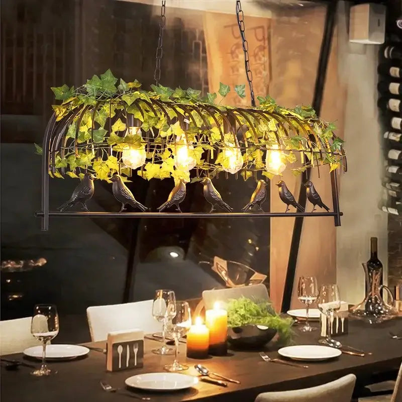 Vintage wrought iron bird cage chandelier garden decor living room