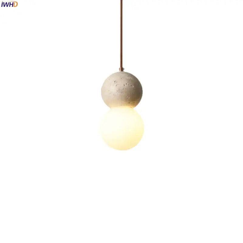 Vintage yellow travertine glass ball led pendant lamps dining room
