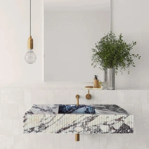Calacatta Viola Marble Wall-Mount Vanity Sink 20x56