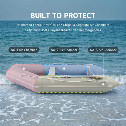 Virtue US 10FT 4-Person Heavy-Duty Inflatable Dinghy Transom Sport Tender Boat (SAK98153)