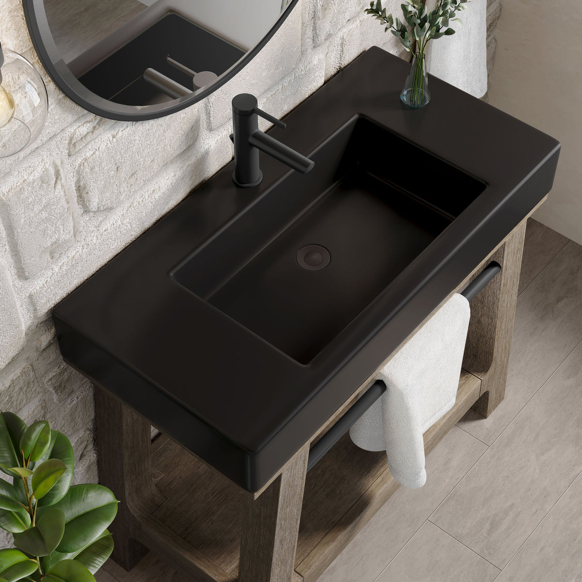 James Martin Auburn 36" Single Console Vanity, Weathered Timber