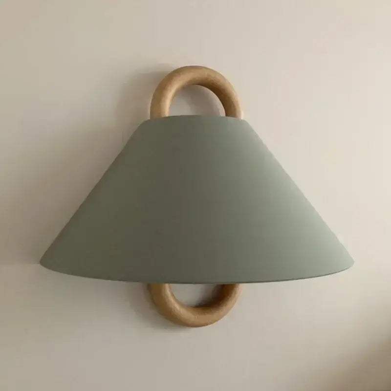 Wabi-sabi beech wood wall lamp with fabric shade for bedroom