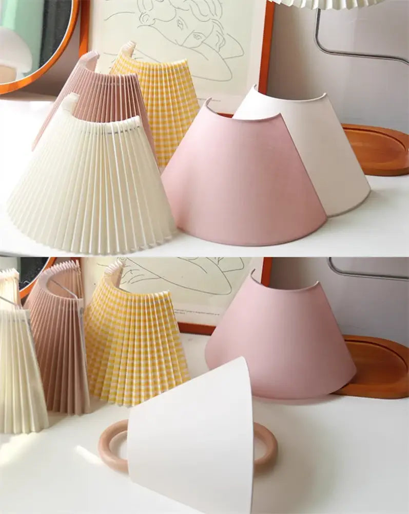 Wabi-sabi beech wood wall lamp with fabric shade for bedroom