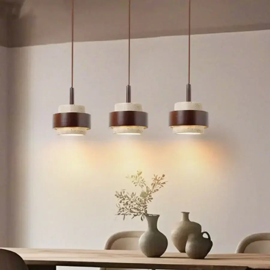 Wabi sabi beige and brown pendant light fixture for living room