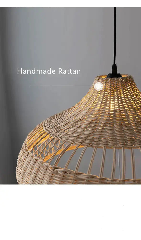 Wabi sabi beige bamboo rattan pendant light for dining room
