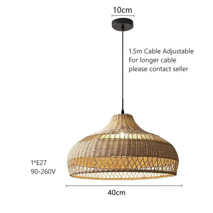 Wabi sabi beige bamboo rattan pendant light for dining room