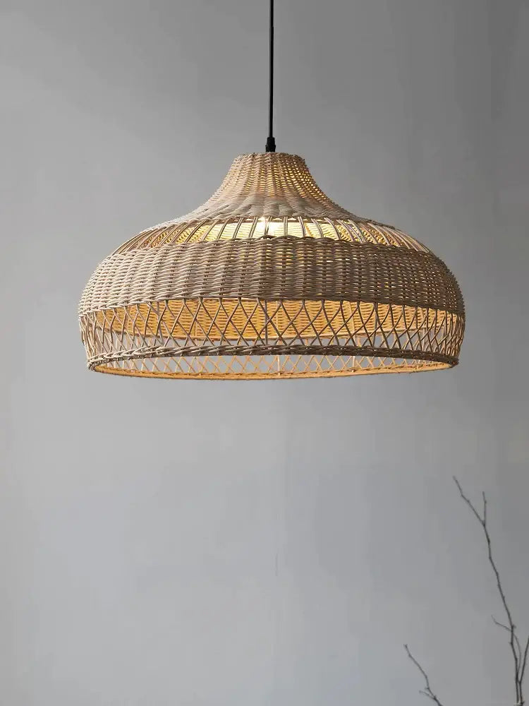 Wabi sabi beige bamboo rattan pendant light for dining room