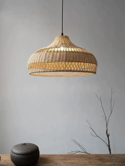 Wabi sabi beige bamboo rattan pendant light for dining room