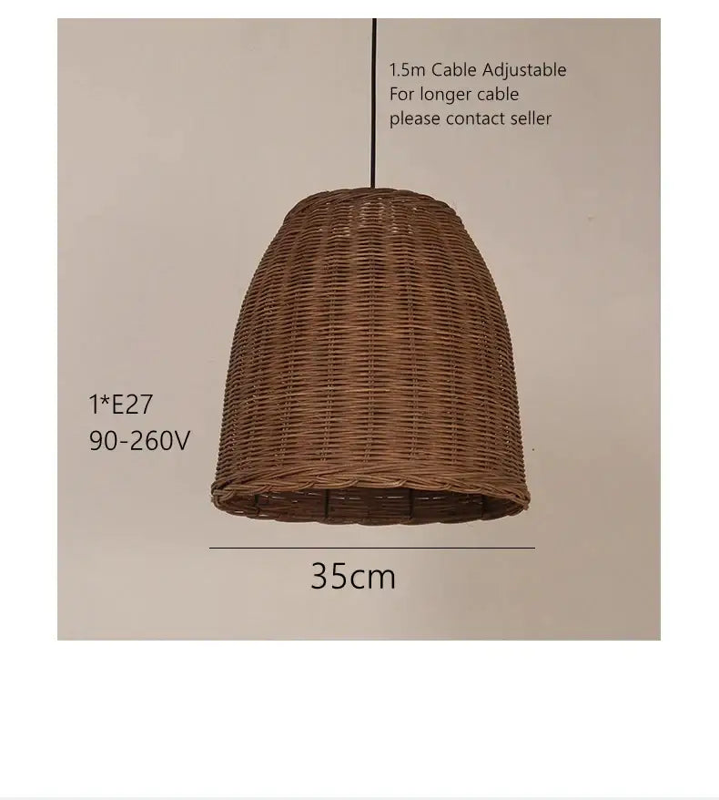 Wabi sabi brown handmade rattan seaside pendant lamp dining room