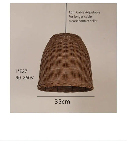 Wabi sabi brown handmade rattan seaside pendant lamp dining room