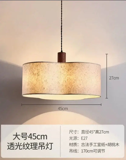 Wabi-sabi cream chandelier lamp bedroom fabric pendant light