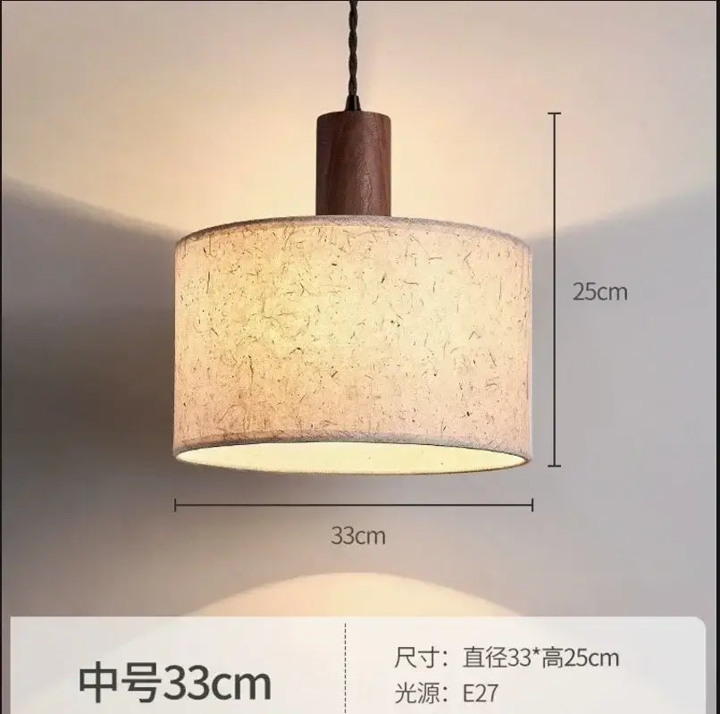 Wabi-sabi cream chandelier lamp bedroom fabric pendant light