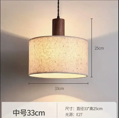 Wabi-sabi cream chandelier lamp bedroom fabric pendant light