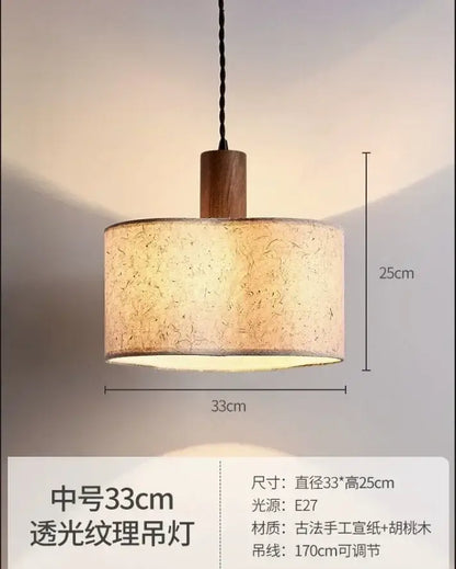 Wabi-sabi cream chandelier lamp bedroom fabric pendant light