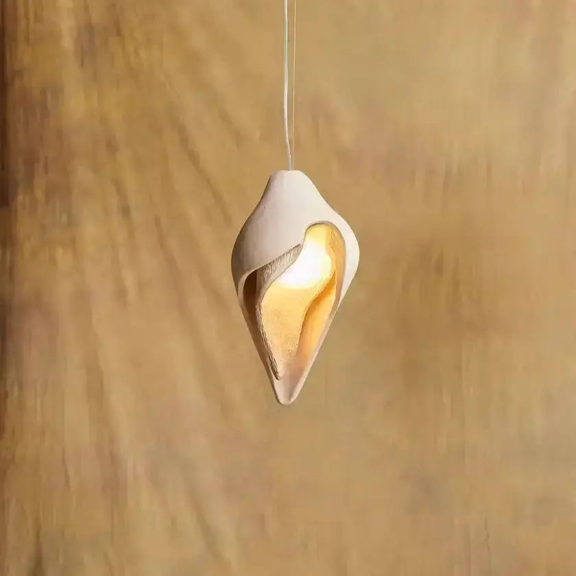 Wabi sabi cream gypsum conch pendant lamp for living room