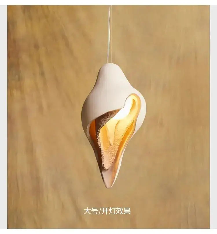 Wabi sabi cream gypsum conch pendant lamp for living room