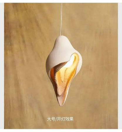 Wabi sabi cream gypsum conch pendant lamp for living room
