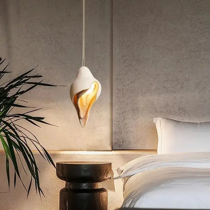 Wabi sabi cream gypsum conch pendant lamp for living room