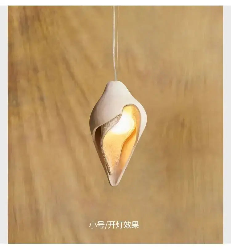Wabi sabi cream gypsum conch pendant lamp for living room
