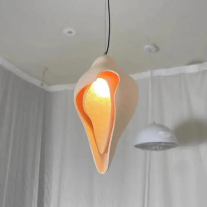 Wabi sabi cream gypsum conch pendant lamp for living room