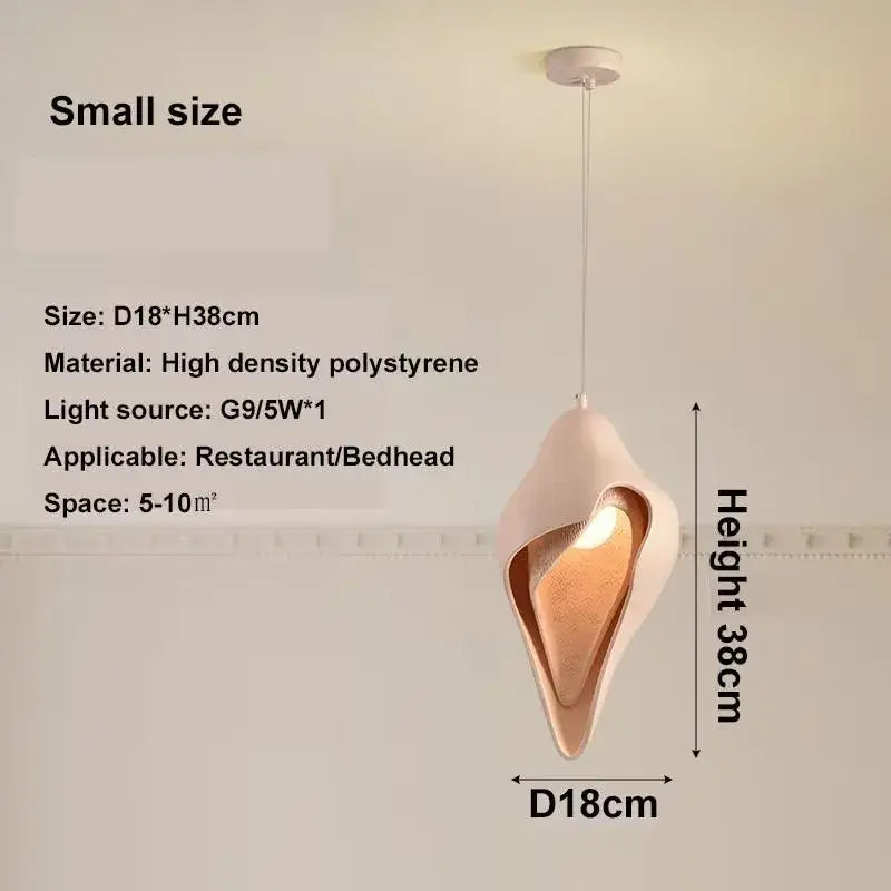 Wabi sabi cream gypsum pendant lamp shell design for living room