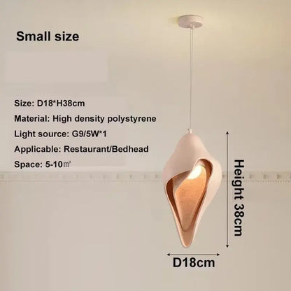 Wabi sabi cream gypsum pendant lamp shell design for living room
