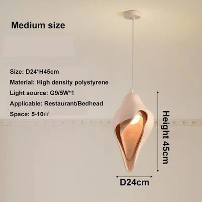 Wabi sabi cream gypsum pendant lamp shell design for living room