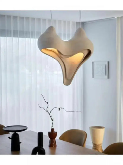 Wabi sabi cream gypsum pendant lamp shell design for living room