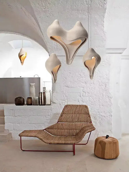 Wabi sabi cream gypsum pendant lamp shell design for living room