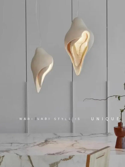 Wabi sabi cream gypsum pendant lamp shell design for living room
