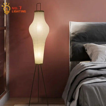 Wabi-sabi cream paper tripod floor lamp living room art decor