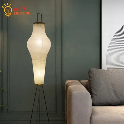Wabi-sabi cream paper tripod floor lamp living room art decor