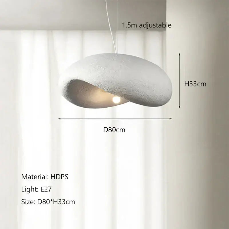 Wabi sabi cream style led pendant light dining room cloud shape