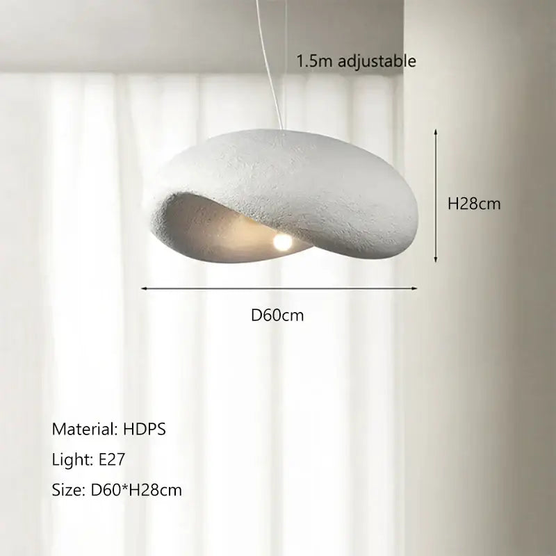 Wabi sabi cream style led pendant light dining room cloud shape