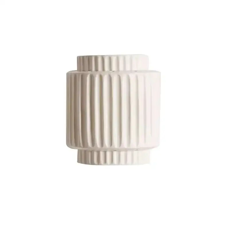Wabi-sabi cream white resin fluted wall lamp for bedroom