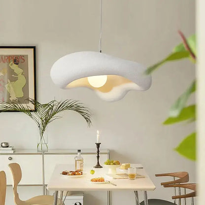 Wabi sabi creamy white cloud led pendant lights bedroom hanging lamp