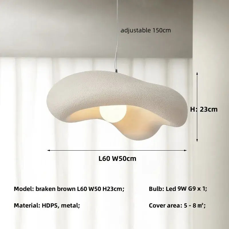 Wabi sabi creamy white cloud led pendant lights bedroom hanging lamp