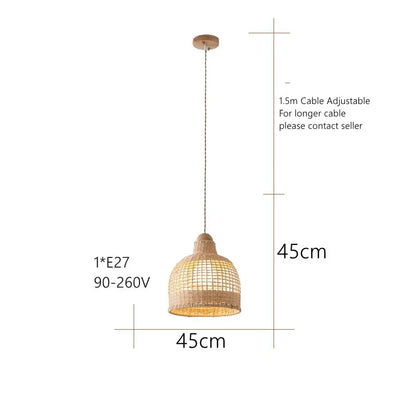 Wabi sabi bamboo pendant lamps for dining room island
