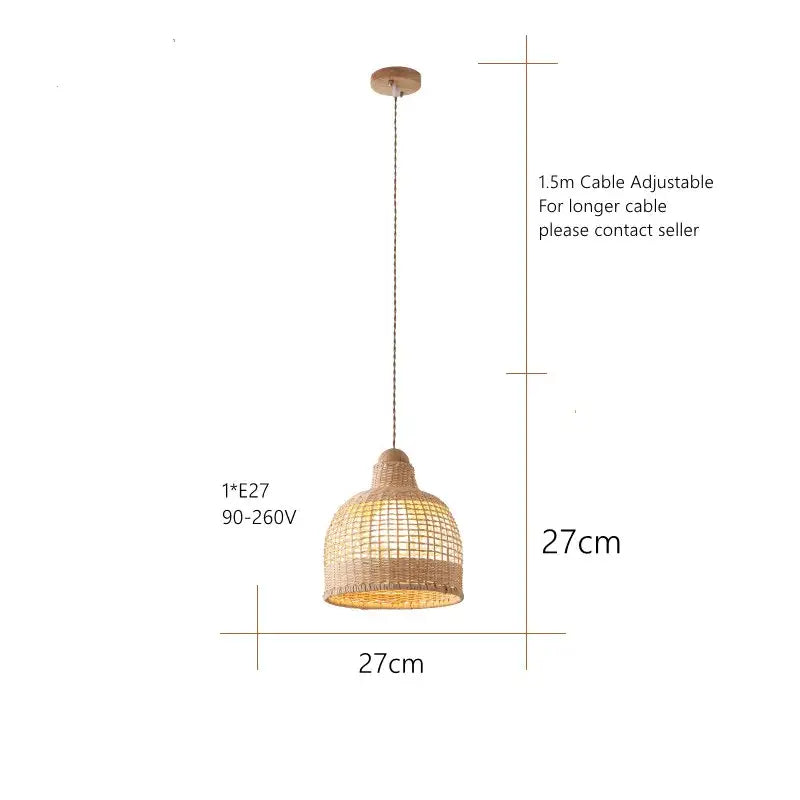 Wabi sabi bamboo pendant lamps for dining room island