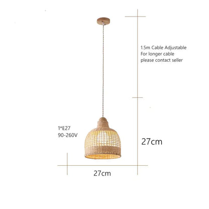 Wabi sabi bamboo pendant lamps for dining room island