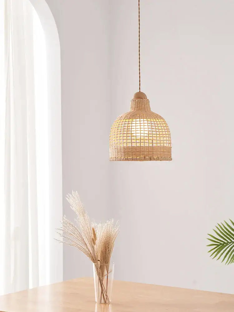 Wabi sabi bamboo pendant lamps for dining room island