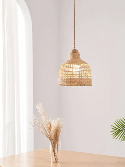 Wabi sabi bamboo pendant lamps for dining room island